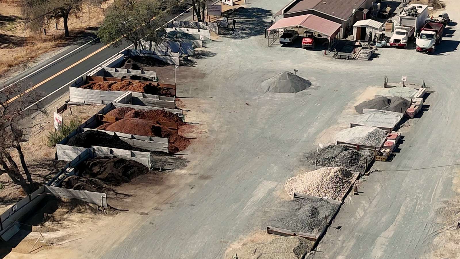North State Landscape Materials yard in Burson, CA — aerial view 1